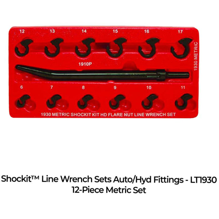 LTI LT1930 Shockit™ Line Wrench Socket Sets - Automotive/Hydraulic Line Fittings Removal 13-Piece Sae, 12-Piece Metric