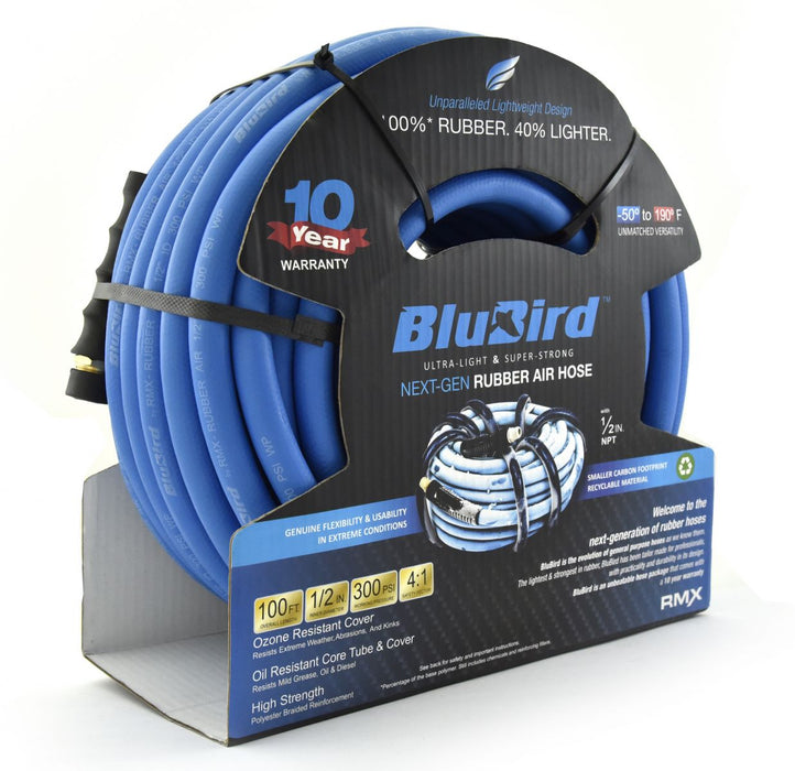 BluBird Rubber Air Hose Assembly 1/2" x 100' BB12100