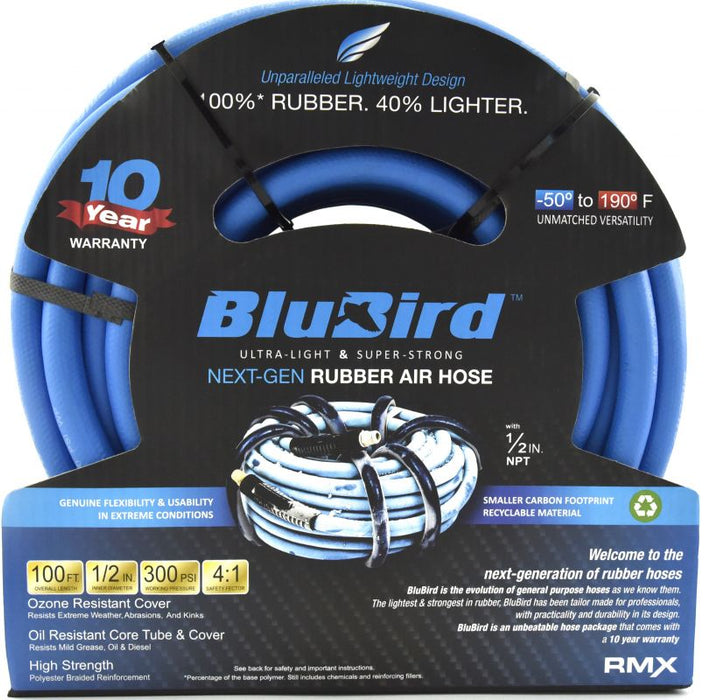 BluBird Rubber Air Hose Assembly 1/2" x 100' BB12100