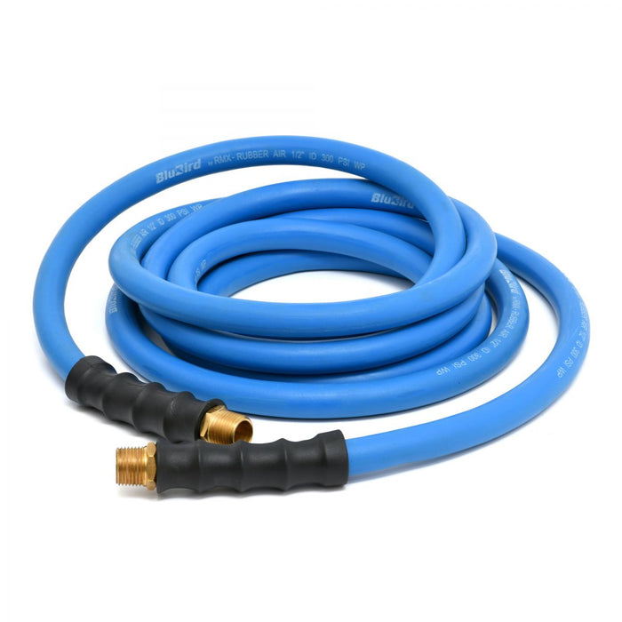 BluBird Rubber Air Hose Assembly 1/2" X 15'- 1/2" Male-NPT, 300 PSI, EPDM, 2 Pack BB1215-2pk