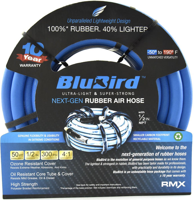 BluBird Rubber Air Hose Assembly 1/2" x 50' BB1250