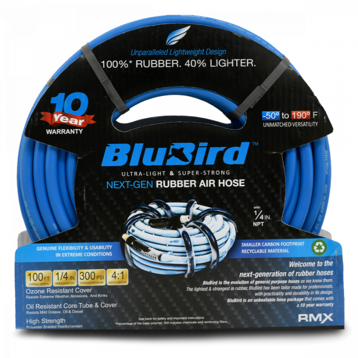 BluBird Rubber Air Hose Assembly 1/4" x 100' BB14100-1