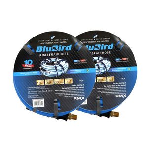 BluBird Rubber Air Hose Assembly 3/8" X 10' - 3/8" Male-NPT, 300 PSI, EPDM, 2 Pack BB3810-2pk