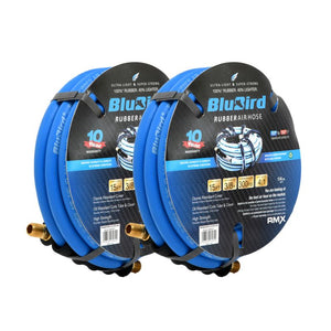 BluBird Rubber Air Hose Assembly 3/8" X 15' - 3/8" Male-NPT, 300 PSI, EPDM, 2 Pack BB3815-2pk