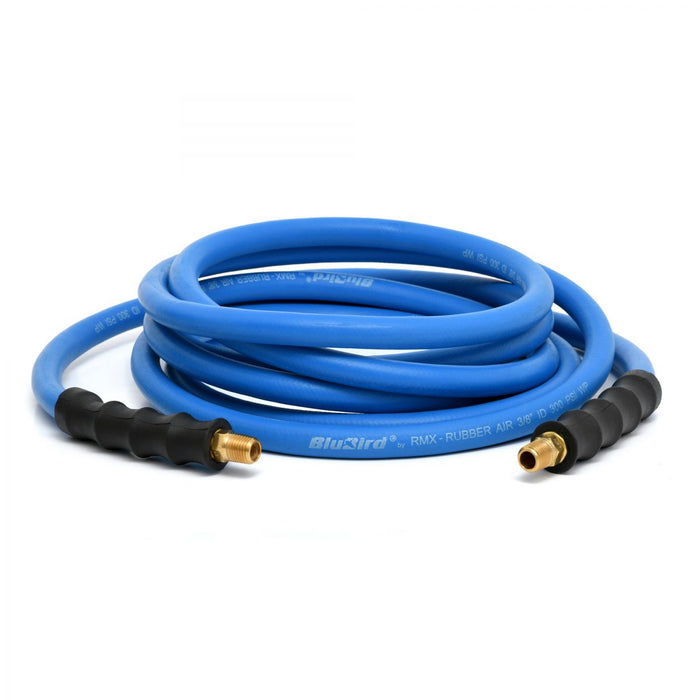 BluBird Rubber Air Hose Assembly 3/8" X 15' - 3/8" Male-NPT, 300 PSI, EPDM, 2 Pack BB3815-2pk