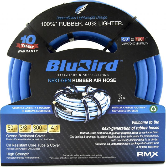 BluBird Rubber Air Hose Assembly 3/8" x 50' BB3850-1