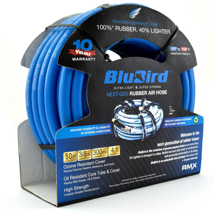 BluBird Rubber Air Hose Assembly 3/8" x 50' BB3850-1