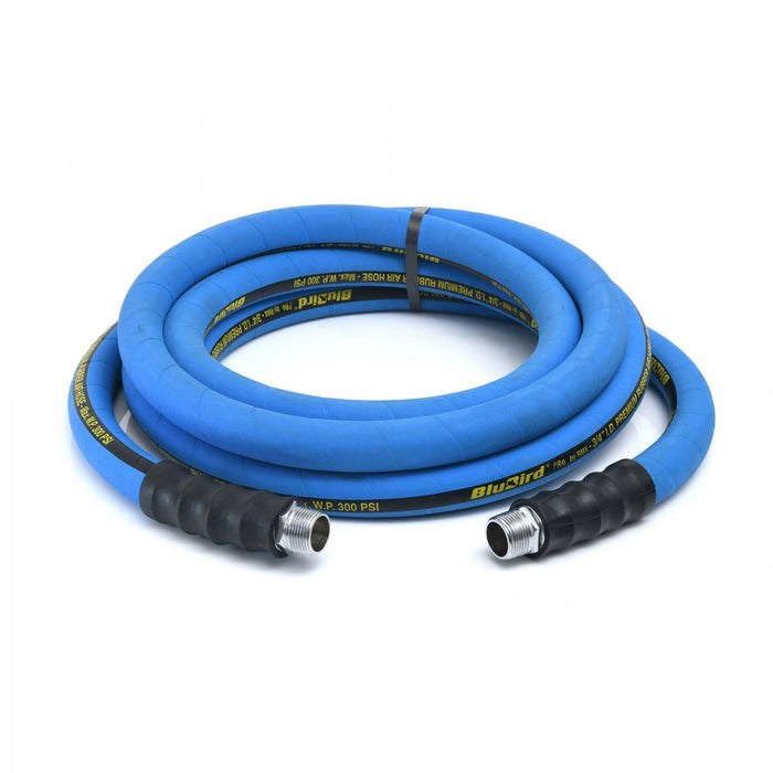 BluBird Pro Rubber Air Hose Assembly 3/4" X 15'- 3/4" Male-NPT, 300 PSI, EPDM, 2 Pack BBPRO3415-2pk