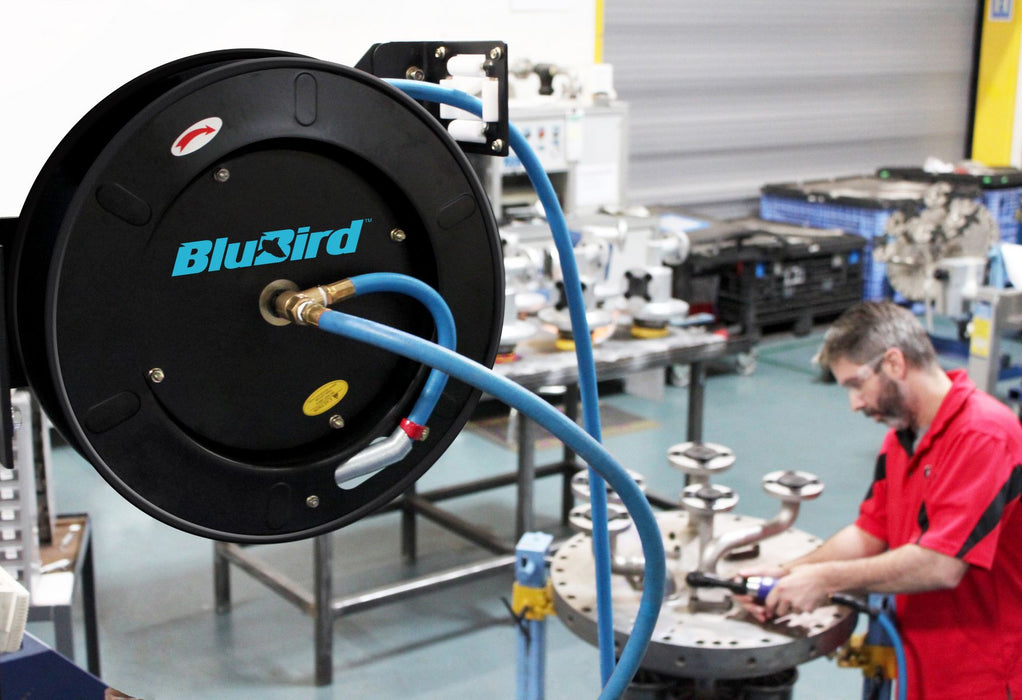 BluBird 3/8" x 50 Retractable Air Hose Reel - Black BBR3850-1