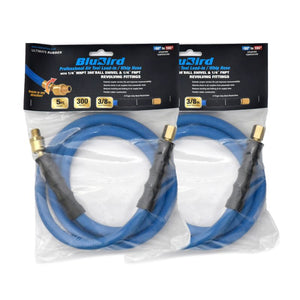 BluBird Rubber Air Hose Whip / Snubber 3/8" X 5'- 3/8" Male-NPT, 300 PSI, EPDM, 2 Pack BBSR3805-2pk
