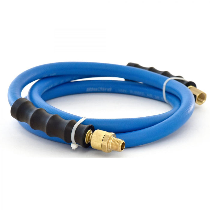 BluBird Rubber Air Hose Whip / Snubber 3/8" X 5'- 3/8" Male-NPT, 300 PSI, EPDM, 2 Pack BBSR3805-2pk