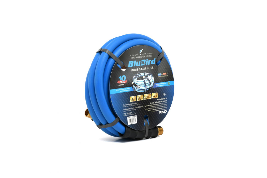 BluBird Rubber Air Hose Assembly 1/2" x 15' BB1215