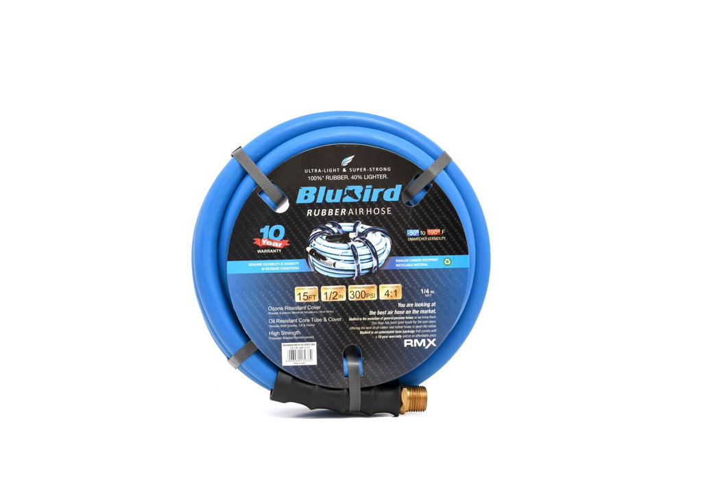 BluBird Rubber Air Hose Assembly 1/2" x 15' BB1215