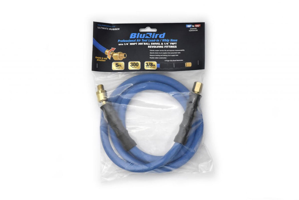 BluBird BluBird Rubber Air Hose Whip / Snubber 3/8" x 5' BBSR3805