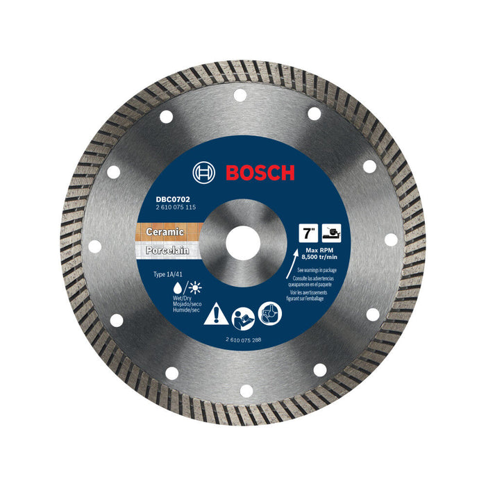 Bosch 7" PREMIUM DIAMOND BLADE CONTINUOUS (SPECIALIZED TURBO) RIM 5/8" ARBOR DBC0702