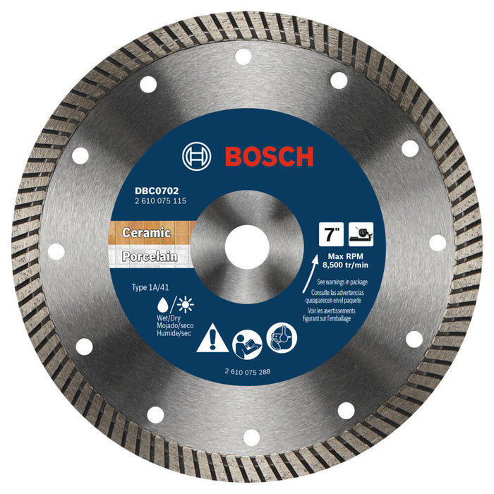 Bosch 7" PREMIUM DIAMOND BLADE CONTINUOUS (SPECIALIZED TURBO) RIM 5/8" ARBOR DBC0702