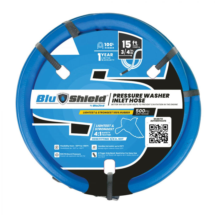 BluBird Blu Shield Pressure Washer Inlet Hose size 3/4" x 15' BS3415-IH