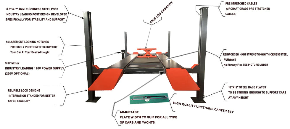 Katool AK-4H110 Four Post Vehicle Lift 11,000lbs