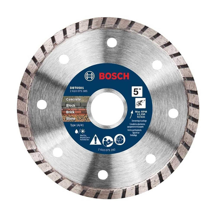 Bosch 5" STANDARD DIAMOND BLADE TURBO RIM 7/8", 20MM, 5/8" ARBORS DBT0501