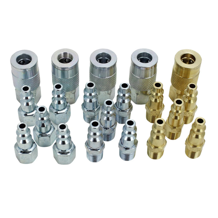 Milton EX0320MKIT EXELAIR® Air Coupler and Plug Accessory Kit - 1/4" M-STYLE® Steel/Brass Couplers and 1/4" M-STYLE® Steel/Brass Plugs - (20-Piece)