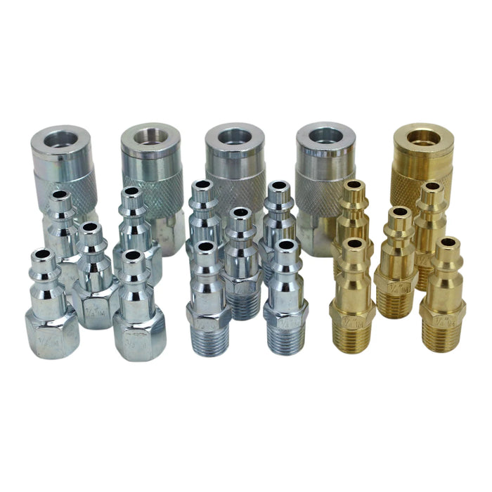 Milton EX0320MKIT EXELAIR® Air Coupler and Plug Accessory Kit - 1/4" M-STYLE® Steel/Brass Couplers and 1/4" M-STYLE® Steel/Brass Plugs - (20-Piece)