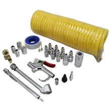 Load image into Gallery viewer, Milton EX0325HKIT EXELAIR® Recoil Hose and Air Accessory Kit - 25&#39; Recoil Hose, Blow Gun, 2 Chucks, Pencil Gauge, M-STYLE® Couplers/Plugs, Safety Adapter, Nozzle Tips, Inflator Needle, Hex Nipples/Couplings, and Thread Tape - 150 Max PSI (25-Piece)