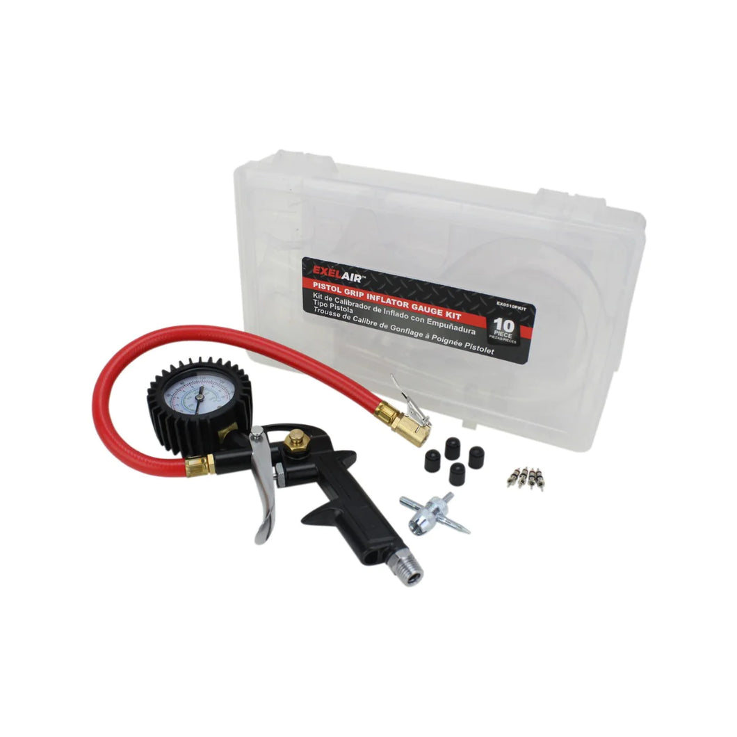 Milton EX0510PKIT EXELAIR® EX0510PKIT Analog Pistol Grip Tire Inflator/Deflator Gauge Kit w/ 13