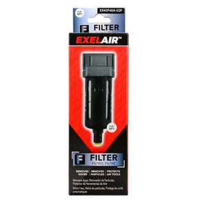 Milton EX45F40A-02P EXELAIR® FRL Air Filter, 1/4" NPT, Polycarbonate Bowl, Automatic Float/Overnight