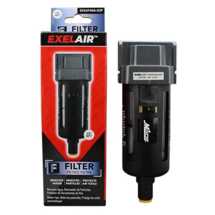 Milton EX45F40A-03P EXELAIR® FRL Air Filter, 3/8" NPT, Polycarbonate