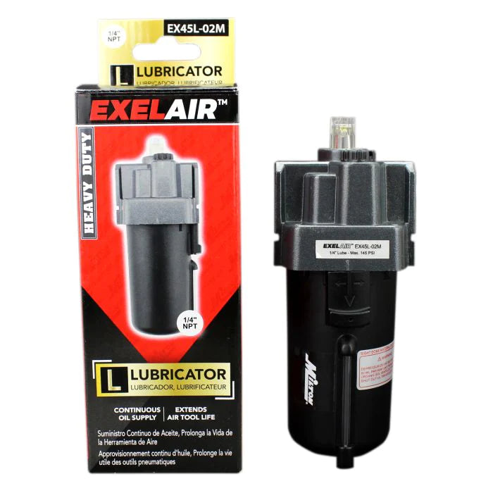 Milton EX45L-02M EXELAIR® FRL Air Lubricator, 1/4" NPT, Metal Bowl