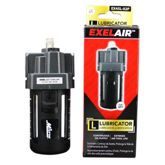 Milton EX45L-02P EXELAIR® FRL Air Lubricator, 1/4" NPT, Polycarbonate Bowl