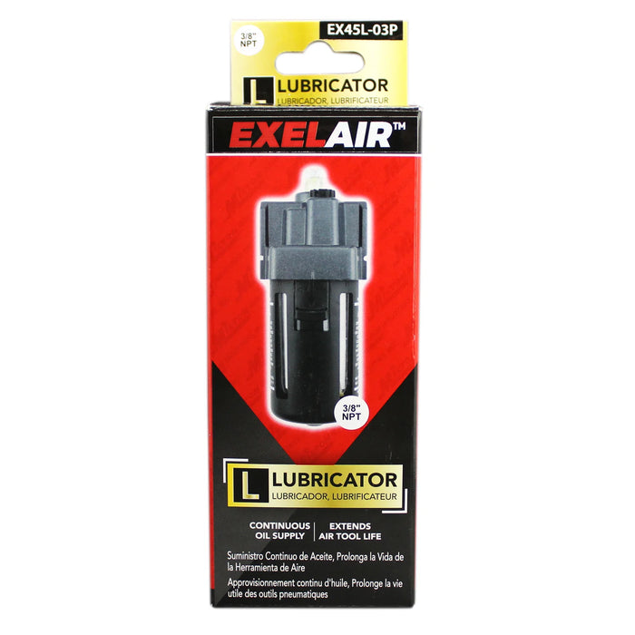 Milton EX45L-03P EXELAIR® FRL Air Lubricator, 3/8" NPT, Polycarbonate Bowl