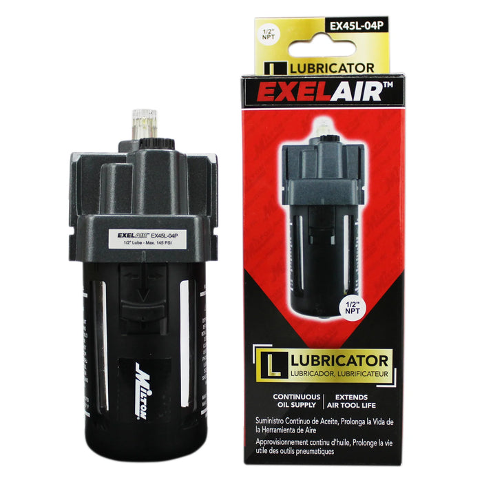 Milton EX45L-04P EXELAIR® FRL Air Lubricator, 1/2" NPT, Polycarbonate Bowl