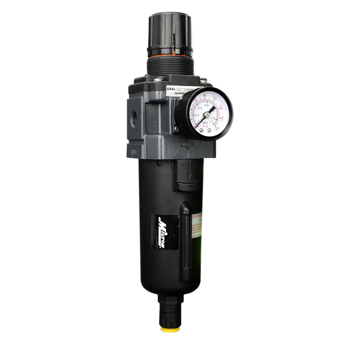 Milton EX45PB40A-02M EXELAIR® FRL Piggyback Air Filter & Regulator, 1/4" NPT, Metal Bowl, Automatic Float