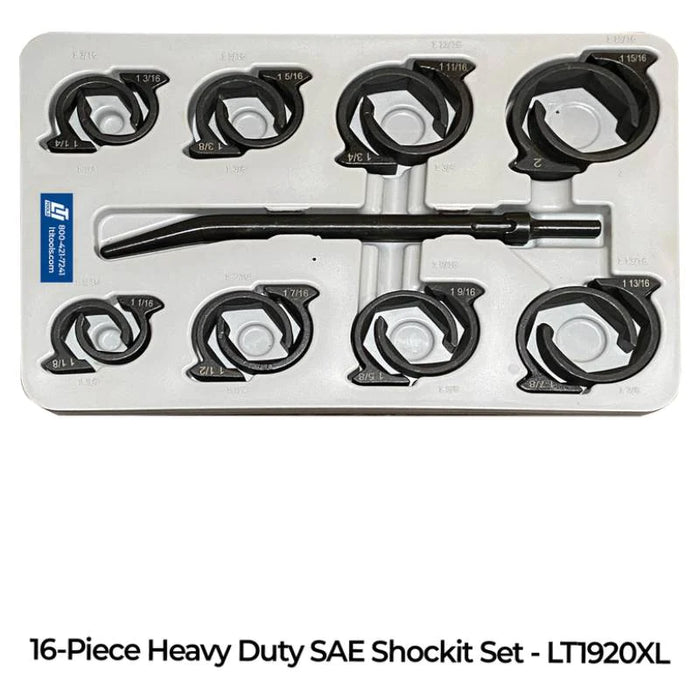 LTI LT1930XL Heavy Duty Sae & Metric Shockit™ Socket Line Wrench Set Industrial/Hydraulic Fittings Removal 16-Piece