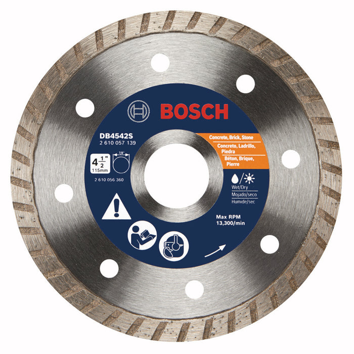 Bosch 4.5" STANDARD DIAMOND BLADE TURBO RIM 7/8", 20MM, 5/8"MM DBT04501