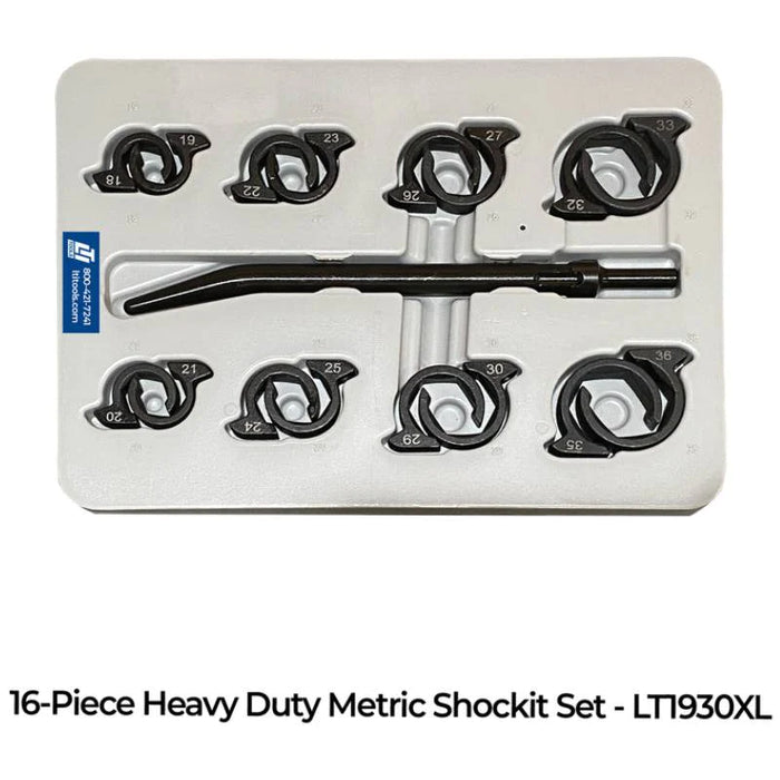 LTI LT1930XL Heavy Duty Sae & Metric Shockit™ Socket Line Wrench Set Industrial/Hydraulic Fittings Removal 16-Piece