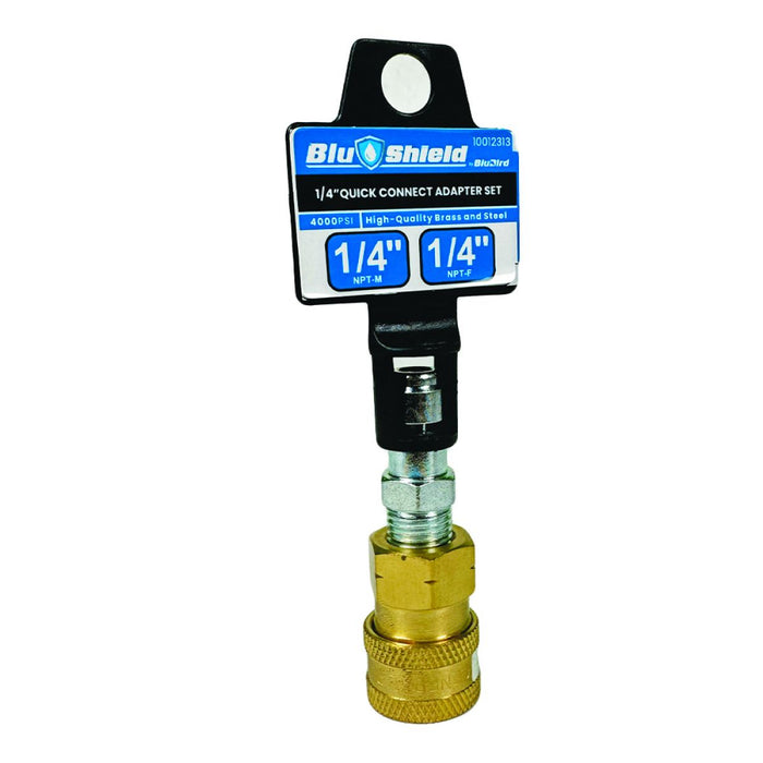 BluBird Blu Shield 1/4" Quick Disconnect Plug x 1/4" Male Pipe Thread Pressure Washer Adapter PWA010