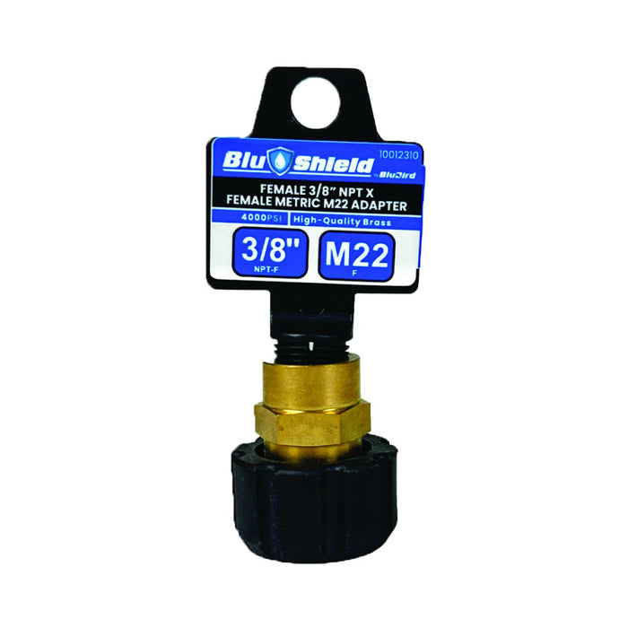 BluBird Blu Shield 3/8" Female Pipe Thread x Female Metric Pressure Washer Adapter PWA007