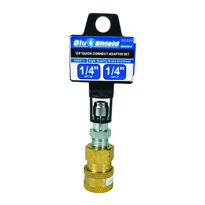 BluBird Blu Shield 1/4" Quick Disconnect Plug x 1/4" Male Pipe Thread Pressure Washer Adapter PWA010