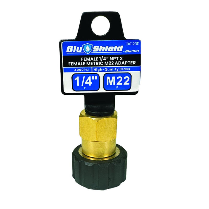 BluBird Blu Shield 1/4" Female Pipe Thread x Female Metric Pressure Washer Adapter PWA008