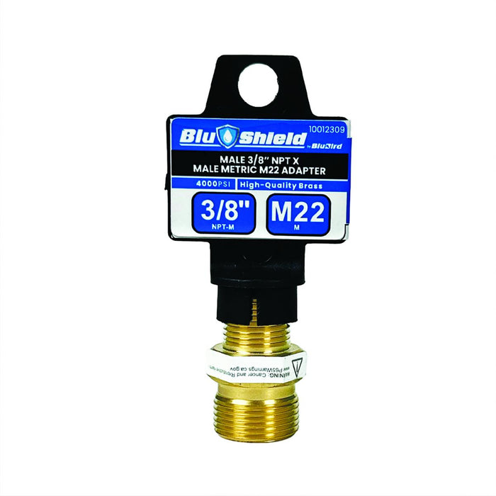 BluBird Blu Shield Male Metric x 3/8" Male Pipe Thread Pressure Washer Adapter PWA006