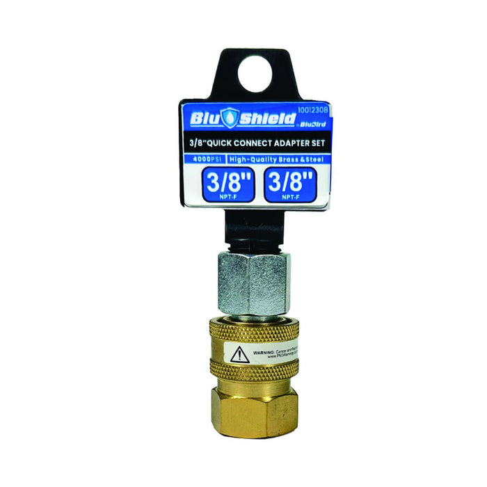 BluBird Blu Shield 3/8" Quick Disconnect Plug x 3/8" Male Pipe Thread Pressure Washer Adapter PWA005