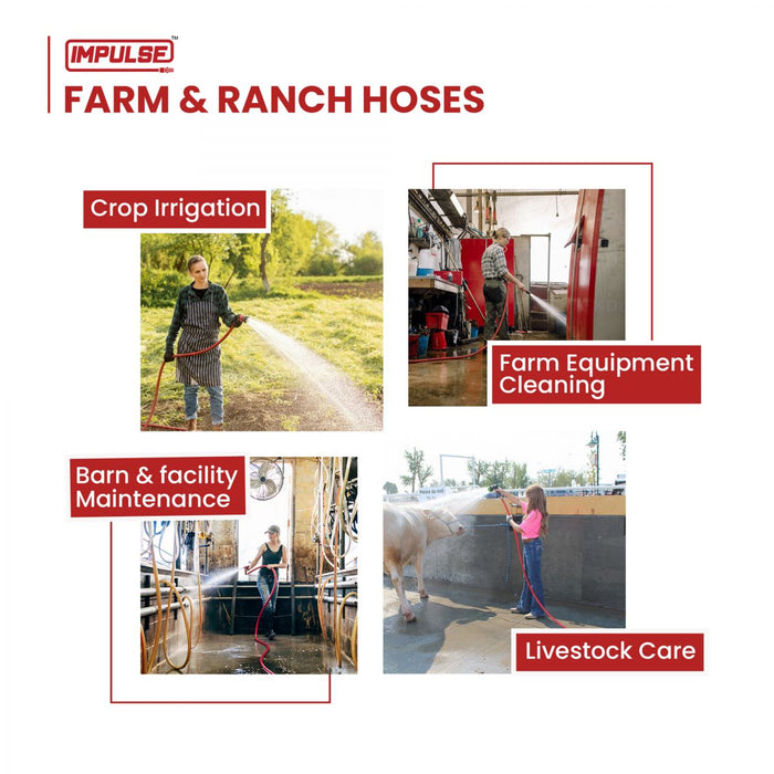 BluBird Impulse Farm & Ranch PVC Water Hose 5/8" x 100' - Red IMPV58100-RD