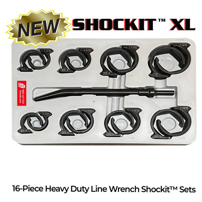 LTI LT1930XL Heavy Duty Sae & Metric Shockit™ Socket Line Wrench Set Industrial/Hydraulic Fittings Removal 16-Piece