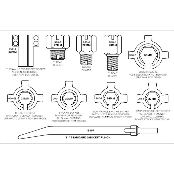 LTI LT996D Shockit™ Socket Diesel NOx & Particulate Sensor Removal Kit