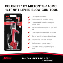Load image into Gallery viewer, Milton  s-148MC COLORFIT® S-148MC 1/4 NPT Lever Blow Gun Tool, Rubber Tip Nozzle, Red