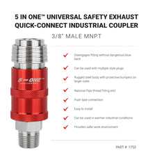 Load image into Gallery viewer, Milton S-1752 5 In ONE Universal Safety Exhaust Quick-Connect Industrial Coupler, 3/8&quot; NPT