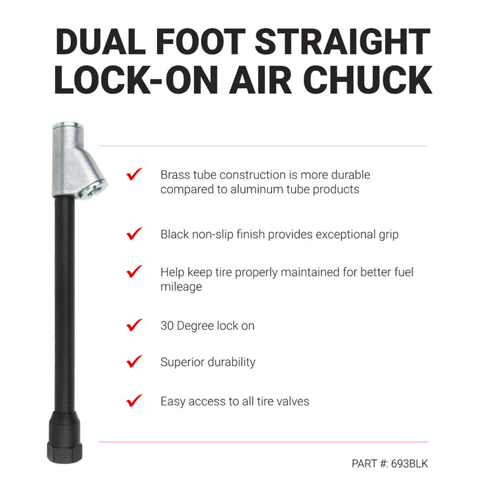 Milton 693BLK Dual Foot Straight Lock-On Chuck Matte Black Poly Finish, 1/4" FNPT