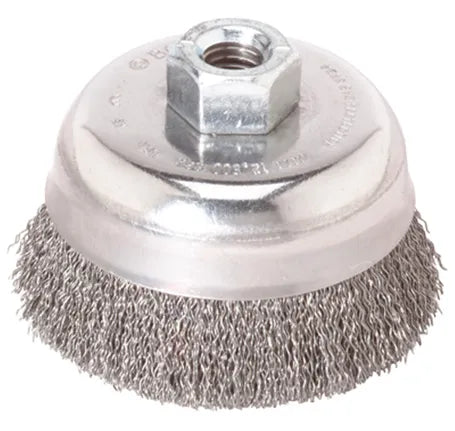 Bosch 4" CUP BRUSH, CRIMPED, CARBON STEEL,  5/8" X 11" ARBOR WB525
